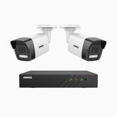 H500P - Zestaw do Monitoringu PoE 2 Kamery 3K z 8-Kanałowy Rejestratorem NVR, Noktowizja Pelny Kolor & EXIR, rozdzielczość 3072*1728, przysłona f/1.6 (0.005 Lux), detekcja ludzi i pojazdów, wbudowany mikrofon, IP67
